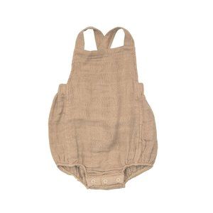 Angel Dear Tan Retro Bodysuit Sunsuit NWT 6-12M Organic Cotton Baby
